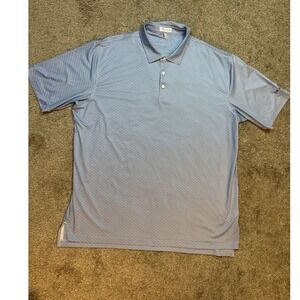 Peter Millar Men's Short Sleeve Polo Shirt Blue Geometric Performance Golf XXL